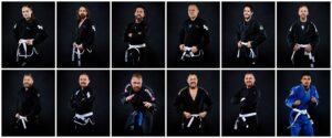 Group of portrait photos of jiu jitsu club members